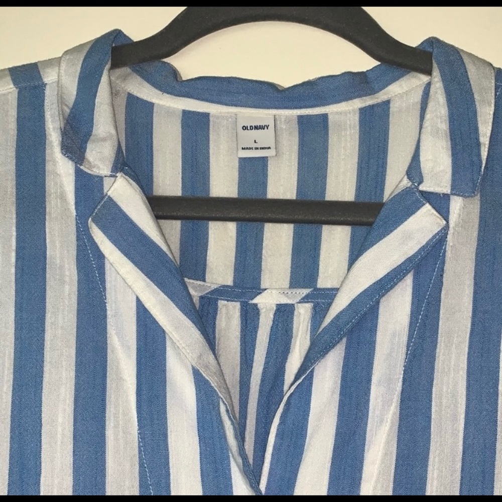 OLD NAVY Striped Cap Sleeve Button Down Shirt Large - Picture 7 of 13